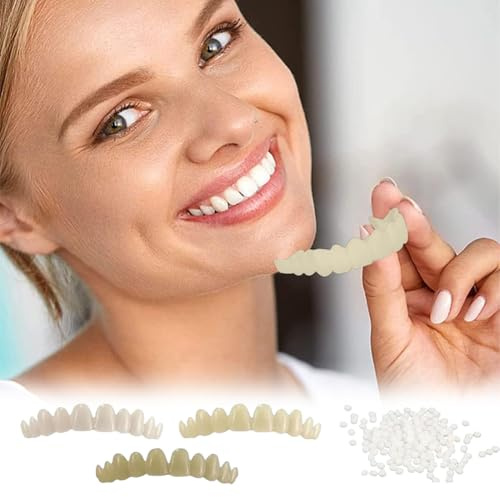 Faccette Denti Cosmetici,Denti Finti Protesi Per Faccette Superiore Inferiore,2 Pair Superiore Inferiore Denti Cosmetici,Protesi Dentarie Cosmetici Temporanee,Denti Temporanee,Spazzolini Interdentali