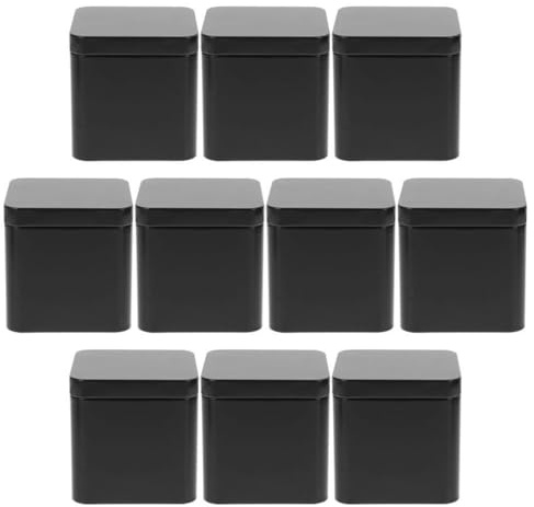 Luxshiny 10 Pack Small Tin Box with Lid Portable Tinplate Containers for Loose Leaf Tea Tea Caddy Tin Candy Jewelry and Small Item Storage Airtight Empty Box for Travel and Home