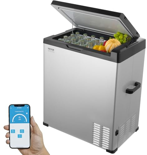 VEVOR Frigorifero per Auto, Congelatore Portatile Zona Singola 70 L 12 Volt, Gamma Regolabile da -20~20 ℃, Dispositivo di Raffreddamento a Compressore 12/24 V CC e 100-240 V CA per Campeggio Camper