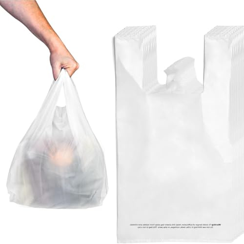 Prieto Larrey Lot de 200 sacs en plastique avec poignée pour t-shirt 70 % recyclés et recyclables, adaptés pour usage alimentaire (40 x 50 cm)