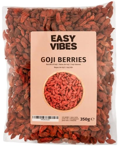 Easy Vibes - Bayas de Goji Naturales (350g) - Secas | Aptas para veganos | Sin OGM | Ideal como snack | Ingrediente versátil para recetas dulces y saladas