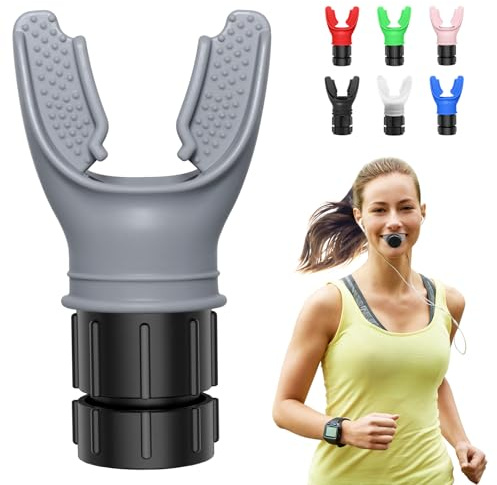 HNCY Oxyfit Lungentrainer, Oxyfit Atemtrainer für die Lunge, Atemtrainer Lungentrainer mit einstellbaren Widerständen, Ausdauertraining Erhöhung der Lungenkapazität, Atem Fitness Übungsgerät (Grau)