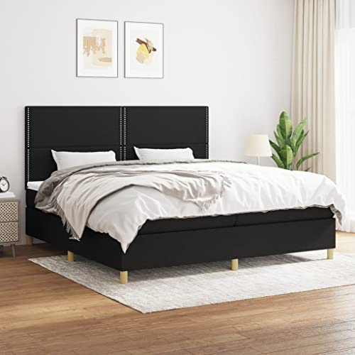 qohoio Boxspringbett mit Matratze Betten Mit Matratze Schlafzimmer Bett Boxspringbett Mit Matratze Schwarz 200x200 cm Stoff - 3142283