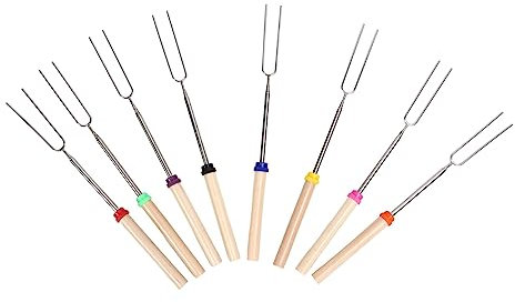 Bastoncini per Arrosti Telescopici con Borsa Set da 8 Colori per Divertimento in Famiglia e Utensili da Pranzo all'aperto Attività di Campeggio