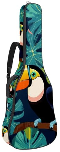 Gitarrentasche mit Totenkopfmotiv und Schmetterlingen, gepolstert, mit verstellbaren Schultergurttaschen, Mehrfarbig 04, 42.9x16.9x4.7 in, Lässiger Tagesrucksack