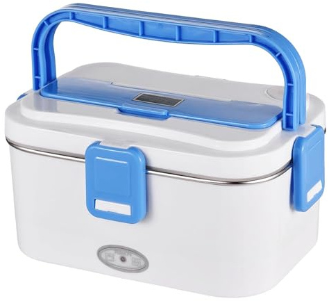 Ejoyous Elektrisk matlåda, 60 W matvärmare termisk lunchlåda med sked och gaffel 110/220 V 12 V/24 V Dual-Power-gränssnitt 1,8 L rostfritt stål foder för hem och bil