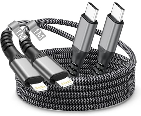 Lightning kabel USB C 1M 2-pack, iPhone laddningskabel USB C Apple MFi certifierad nylon iPhone-kabel USBC till Lightning laddningskabel iPhone snabbladdningskabel för Apple iPhone 14 Pro Max/Plus 13