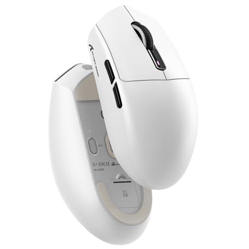 MAMBASNAKE x ATTACK SHARK G3 Trådlös Spelmus, 59g Lättvikt, PAW3311 Optisk Sensor, 25 000 DPI, Bluetooth/2,4G/USB-C, 5 Programmerbara Knappar, 500mAh Batteri för PC/Xbox/Mac – Vit