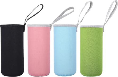 Funda Térmica de Neopreno para Botella, Funda Botella Agua, Tapa para Botellas de Neopreno,Protectora Antideslizante Aislante para Botellas, 4 Piezas