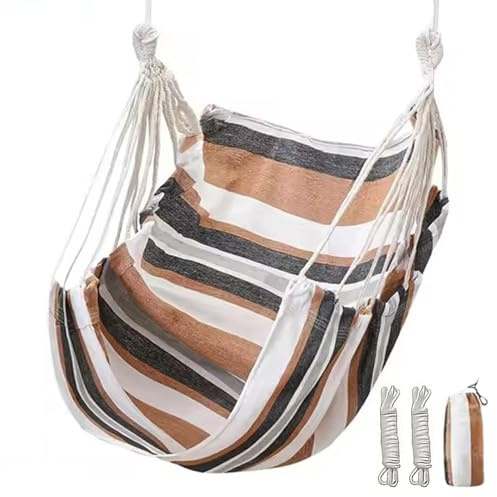 Canvas Hammock Swing – Durable Dorm Hanging Seat, Reinforced Student Swing Chair | Portable Hammock for Small Spaces, Indoor/Outdoor Setup, College Room/Patio/Yard/Nook Relaxation Solution