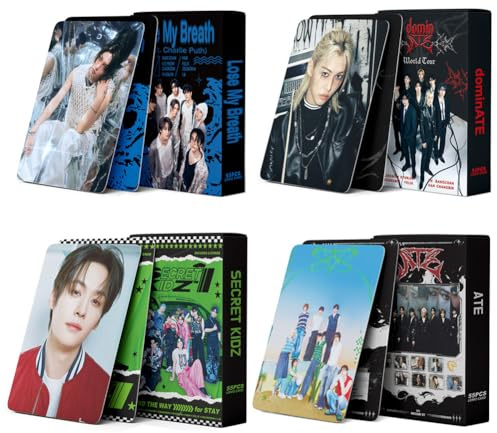 Stray-K Photocards, 4 Pack/220PCS Stray-K Lomo Cards SK New Album Postcards Cards Set SK Lomo Card Postcard Birthday Gift S-K Card for Fans