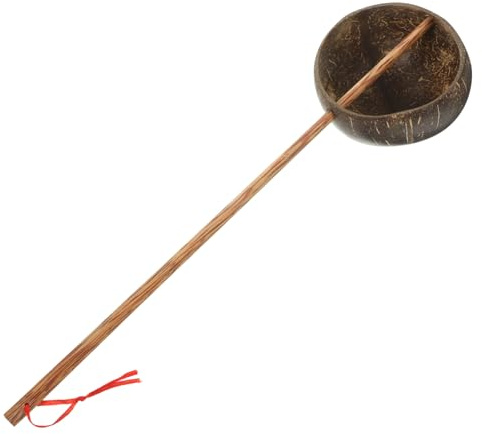 ABOOFAN Wooden Coconut Shell Water Scoop with Ergonomic Handle for Bathroom and Sauna Smooth Surface Bath Spoon for Home Restaurant Hotel Use Practical Kitchen Ladle Random Color