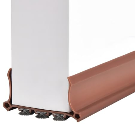 98cm Zugluftstopper für Türen mit Filzstreifen, Verbesserte Zuschneidbare Türbodendichtung, Türdichtung Unten Selbstklebend für Schallschutz, Windschutz, Staubschut (Braun)