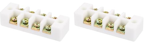 sourcing map 2 bloques de terminales de cerámica de 4 vías, 30 A, 110 V-600 V, conectores eléctricos de cerámica de porcelana de alta temperatura con conductores de latón de 66 x 23 x 17 mm para cable