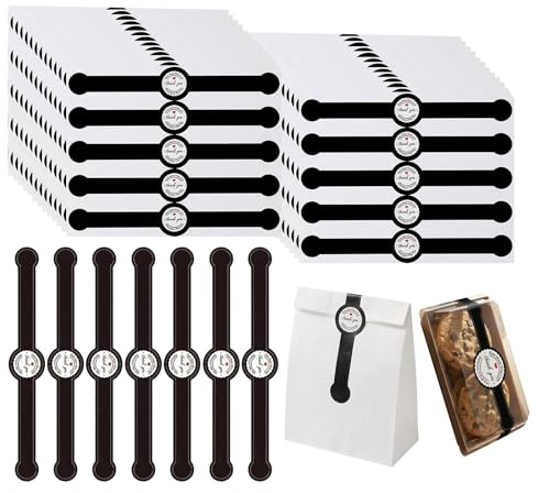 100 Pcs Bakery Sealing Stickers Self-Adhesive Tamper Evident Labels Decorative Packaging Tags for Cakes Desserts Cookies & Coffee (Black)