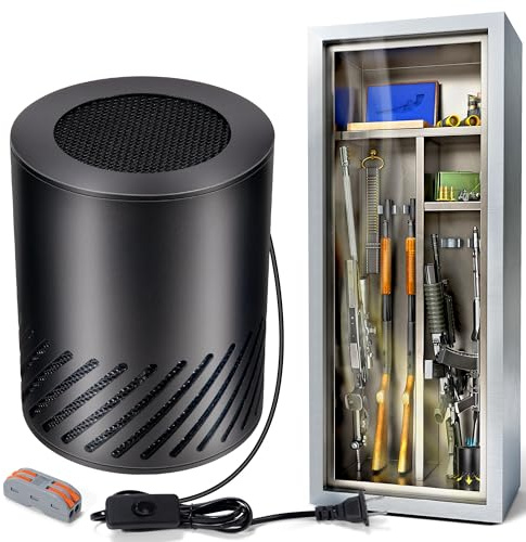 Gun Safe Dehumidifier Electric, Dehumidifier for Gun Safe Dryer, Plug in Gun Safe Heater, 360° Heating Circular Air with Built-in Fan