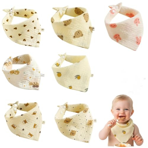 DqiUnaX Halstuch Baby, 8 Stück Dreieckstuch Baby, Lätzchen Baby mit Niedlichen Motiven, Weiche Sabberlätzchen, 32 x 33 cm, für Säuglinge und Kleinkinder, Ideal für Täglichen Gebrauch und Geschenke