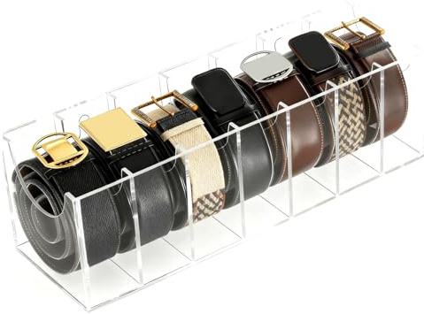 CeyKvo Scatola di immagazzinaggio cintura acrilica a 7 scomparti, stile cassetto cravatta e cintura portaoggetti