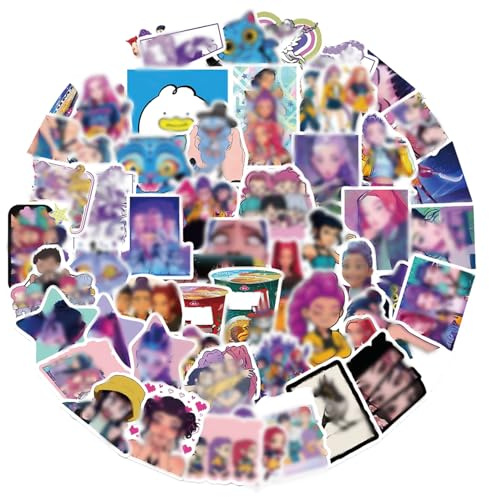 60 Piece K-Pop Inspired Anime Sticker Set, Hunting Stickers with Demon Design, Waterproof Vinyl Stickers for Laptop, Skateboard, Gift for Teens