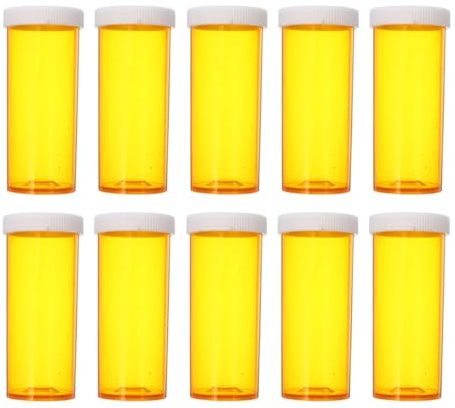 JEWEDECO Organizzatore da Viaggio per Farmaci 10 Pezzi, Bottiglie di Plastica Vuote Tappi Sigillati, Contenitori Compatti per Pillole e Capsule, Portapillole Piccolo e Resistente,