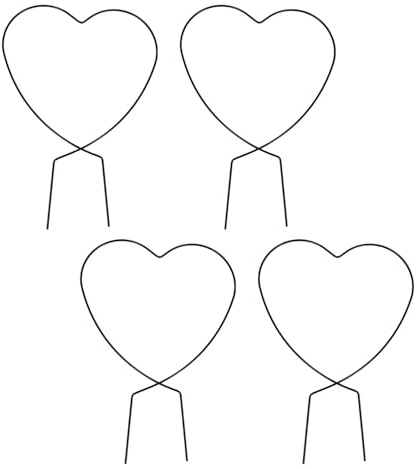 iplusmile Lot de 4 Treillis en Fer Incurvé de Cœur pour Plantes Grimpantes en Pot, Support Résistant la Corrosion, Petit Treillis pour Plantes D’intérieur et Extérieur, pour Jardinage
