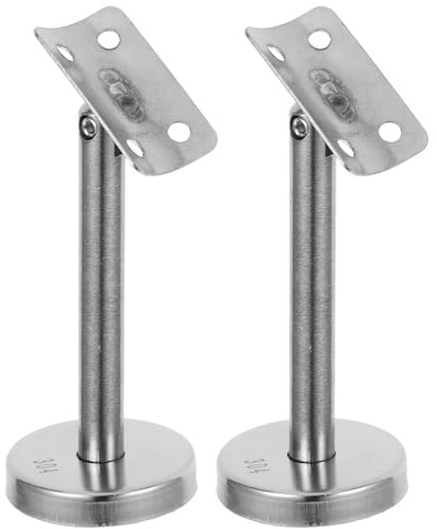 Gadpiparty Soportes para Barandilla de Acero Inoxidable Soporte de Riel de Tubo Recto 12X5 CM, Herrajes para Montaje en Pared en Escaleras Interiores y Exteriores