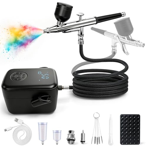 Dual-Action Airbrush Kit mit Kompressor, 58PSI Hochdruck tragbare Airbrush