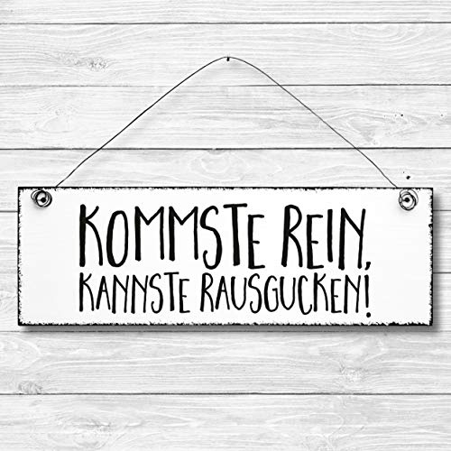 Kommste rein - Türschild Dekoschild Wandschild aus Holz 10x30cm