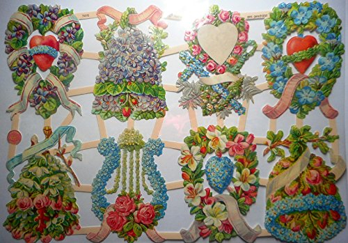 Glanzbilder Glocke Harfe Blumen EF 7416 Oblate Posiebilder Scrapbook Deko GWI 403