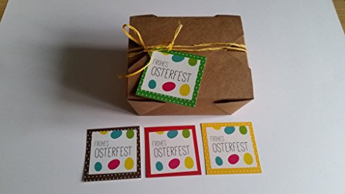 5 Ostern Osterkörbchen Osternest braun Faltbox 125 x 110 x 45 mm Hartpapier ohne Fenster mit Ostergras (Motiv bunte Ostereier)