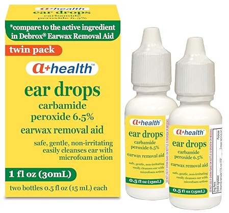 A+Health Earwax Removal Drops, Carbamide Peroxide 6.5%, Made in USA, Twin Pack, 1 fl Ounce(Two 0.5 fl oz bottles)