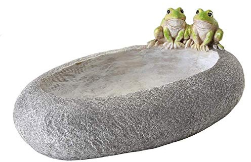 Home Collection CasaJame Vogeltränke Stein mit 2 Fröschen L30cm H 13cm grau Kunstharz