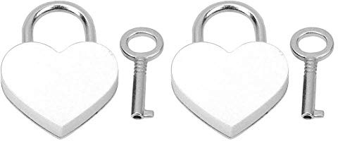 Heart Lock 2 Sets, Small Metal Keyed Padlock with Keys, Heart Shaped Love Padlock for Suitcase Luggage Diary Jewelry Box, Anniversary Wedding Valentine's Day Gift (Red, Gold, Pink,