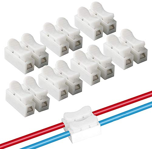 QitinDasen 100Pcs Premium CH2 Federdrahtverbinder, Schnelldrahtverbinder Verbindungsklemmen, Kabelklemme Klemmenblock, Elektrische Drähte an die LED Streifen Licht Draht Anschluss