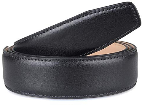 Vatee ceinture en cuir de remplacement pour femme sans boucle ceinture réglable 2.9cm de large, 120cm de long, Noir
