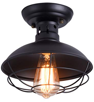 Qcyuui LáMpara De Techo RúStica Mini IluminacióN Industrial Colgante De Jaula De Metal LáMpara De Techo De Granja Para Pasillo, Escalera, VestíBulo, Cocina, Porche, Entrada