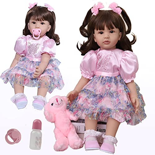 antboat 24 Zoll 60 cm Reborn Baby Puppen Mädchen Lebensecht Weiches Silikon Vinyl Handgemacht Spielzeug Für Neugeborene Reborn Dolls