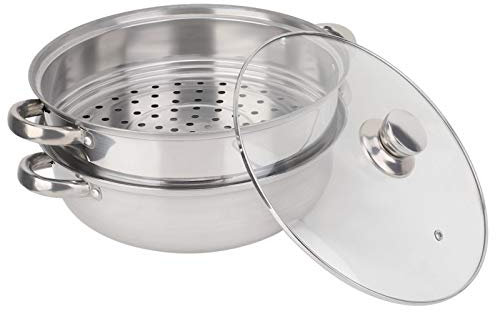 Steel Steamer, Food Grade Stainless Steel, Steel Steamer Pot, 2-Layer Steamer, for Pot Pan Food Steamer Stainless Steel Pan Stock Pot