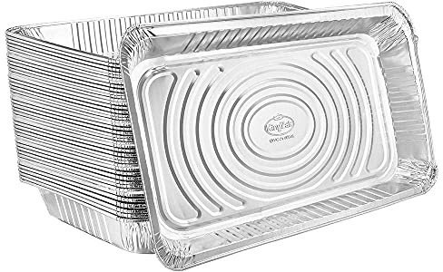 Aluminum Pans Full Size, Large Disposable Roasting & Baking Pan, 21x13 Deep Foil Pans (50 Pack) Extra Heavy Duty Chafing Trays for Hotels, Restaurants, Caterers, Steam Table, Buffets & Bakeware