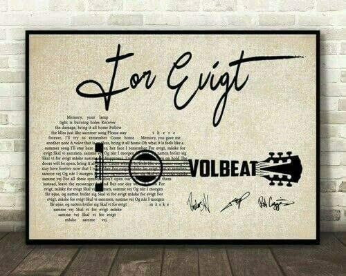 Inga Volbeat For Evigt Songtext-Poster, Heimdekoration, Wanddekoration, Metallschild, Poster, 20,3 x 30,5 cm