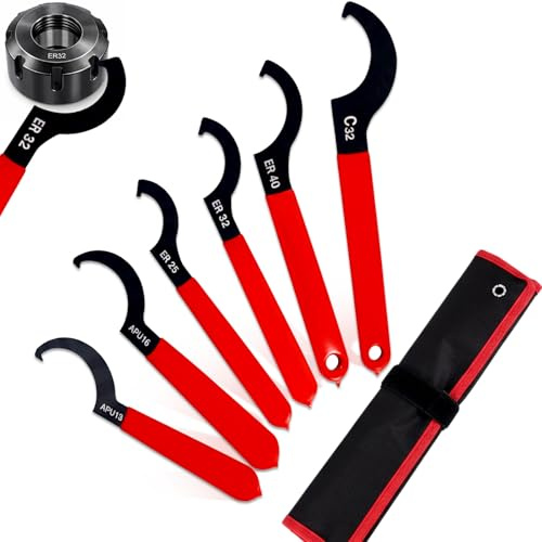Poweka Coilover Spanner Wrench, 6Pcs Universal Adjustment Shock Steel Spanner Hook Wrench Set for Suspension System and Motorcycle Coil Over Adjustments Tool