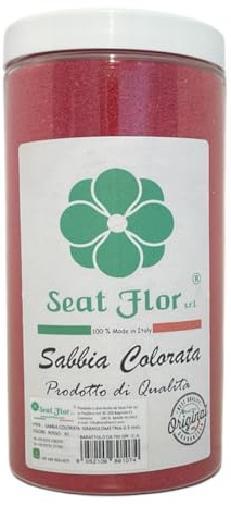 Seat Flor Sabbia colorata, sabbia per decorazioni, sabbia per wedding, sabbia mis. 0.3/0.7 mm. in barattolo da 750 gr. (Rosso)