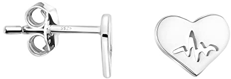 SOFIA MILANI - Boucles d'Oreilles pour Femme en Argent 925 - Clou d'Oreille en Forme de Battement de Coeur