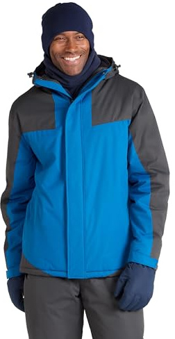 Mountain Warehouse Dusk Skijacke für Herren - Wasserbeständige Snowboardjacke, Fleecefutter, Schneerock, Kapuze und Bündchen zum Verstellen - Ideale Winterjacke Blau X-Small