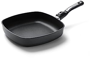 Sand & Stein SlimLine Square Bratpfanne Induktion 28 x 28 cm I Handmade in Germany I Hoher Rand I Antihaftbeschichtet I Abnehmbarer Griff