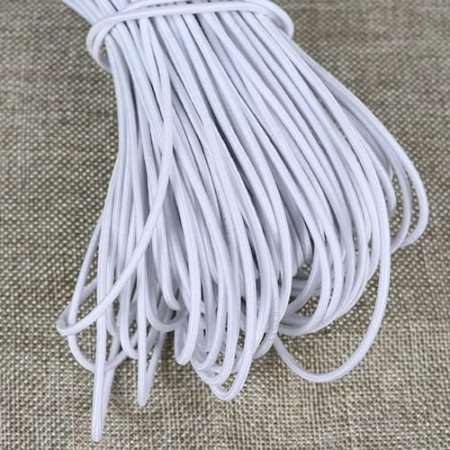 ALRIUS 100M, Banda elástica Redonda en Blanco y Negro, cordón elástico, Banda de Goma, Cinta de Cuerda elástica para Accesorios de Costura DIY