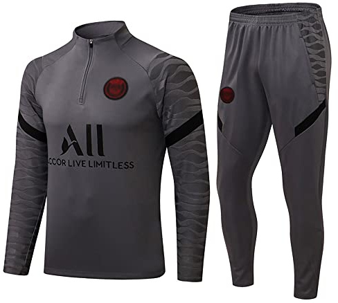 WDDWYHLL - Tuta da calcio, da uomo/ragazzo, a maniche lunghe, abbigliamento sportivo, traspirante, per fitness, corsa, jogging, Grigio 1, M