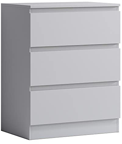 FWStyle Carlton Matt White 3 Drawer Chest of Drawers Bedroom Storage