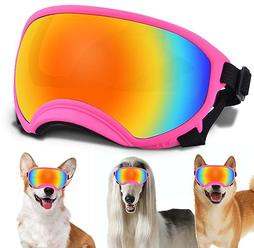 Mittelgroße Hundesonnenbrille mit verstellbarem Riemen, UV-Schutz, Winddichte Hundewelpen-Sonnenbrille, geeignet für mittelgroße Hunde, Augenschutz für Hunde, weiche Hundeschutzbrille