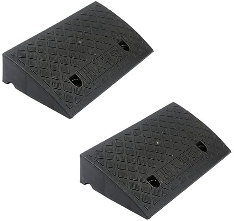 Pomurom Rampe Trottoir, 2 Pièces Rampe d'accès Voiture, Rampes en Plastique, Rampes Seuil Robuste pour Fauteuil Roulant Voitures Motos Vélo Garages Portes Scoote Mobilité Trottoir,50x22x5cm
